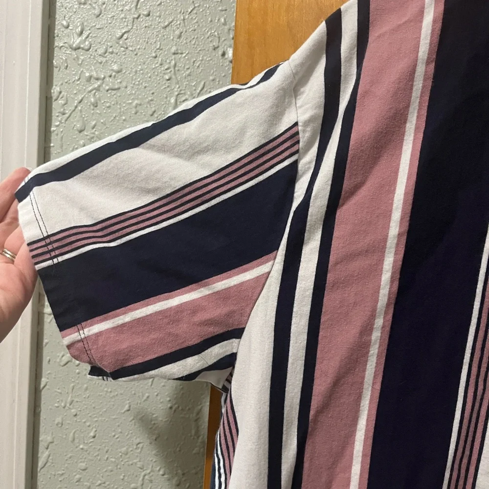 Guess Striped Crewneck Tee — Pink, Blue, White - Picture 5 of 6